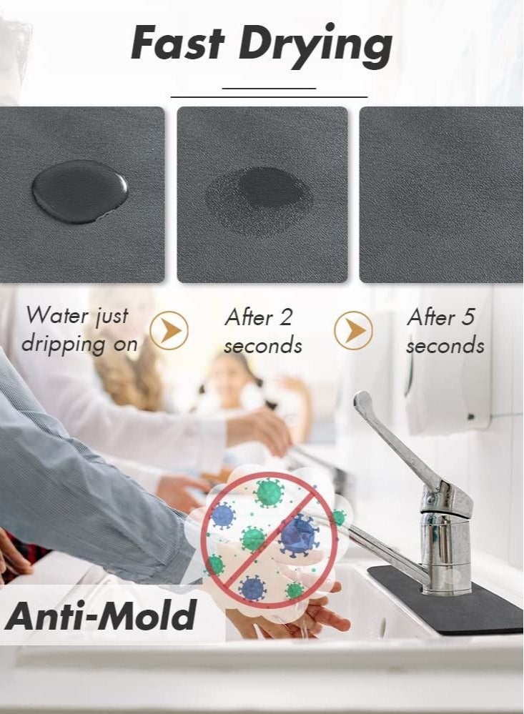 كابتن تيك Faucet Absorbent Mat, 2 Piece Sink Mat No Watermark Quick Dry Pad Splash Guard for Sink Faucet Dripper for Kitchen, Bathroom, Farmhouse and RV (5.4" x 15") - Image 2