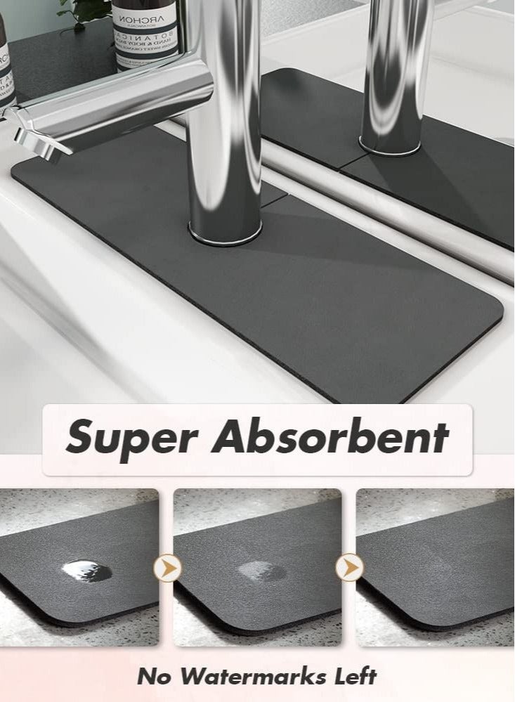 كابتن تيك Faucet Absorbent Mat, 2 Piece Sink Mat No Watermark Quick Dry Pad Splash Guard for Sink Faucet Dripper for Kitchen, Bathroom, Farmhouse and RV (5.4" x 15") - Image 3