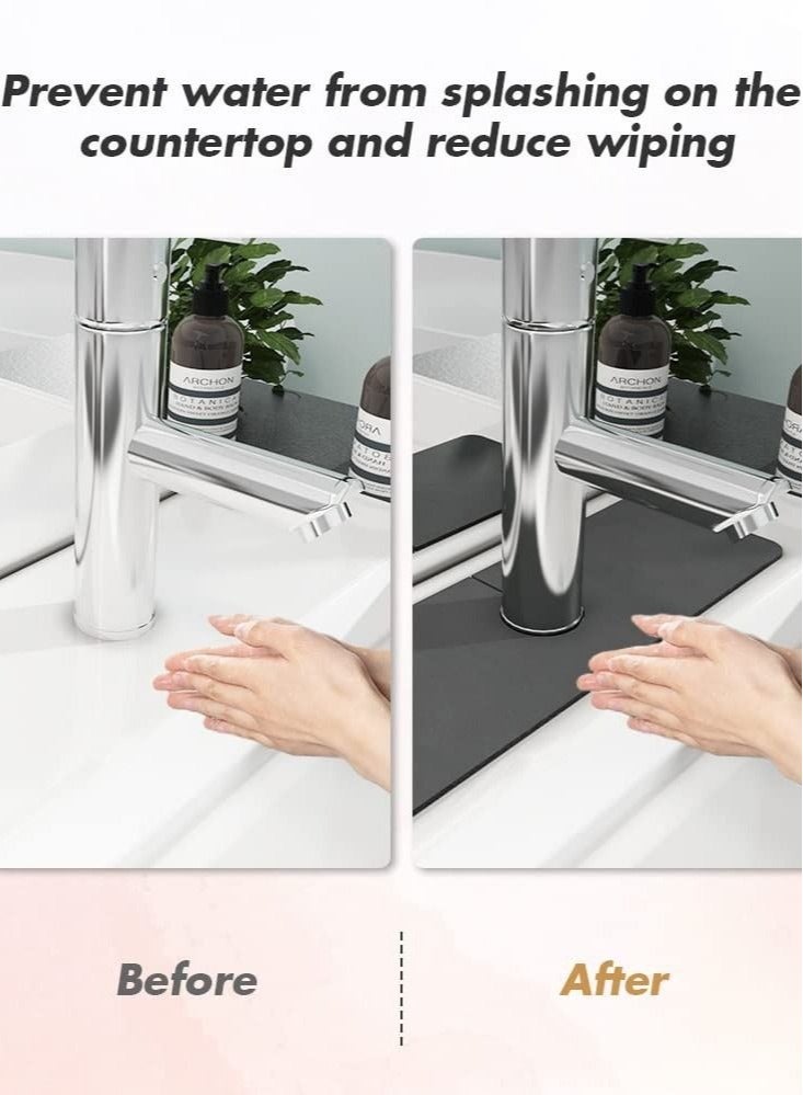 كابتن تيك Faucet Absorbent Mat, 2 Piece Sink Mat No Watermark Quick Dry Pad Splash Guard for Sink Faucet Dripper for Kitchen, Bathroom, Farmhouse and RV (5.4" x 15") - Image 4