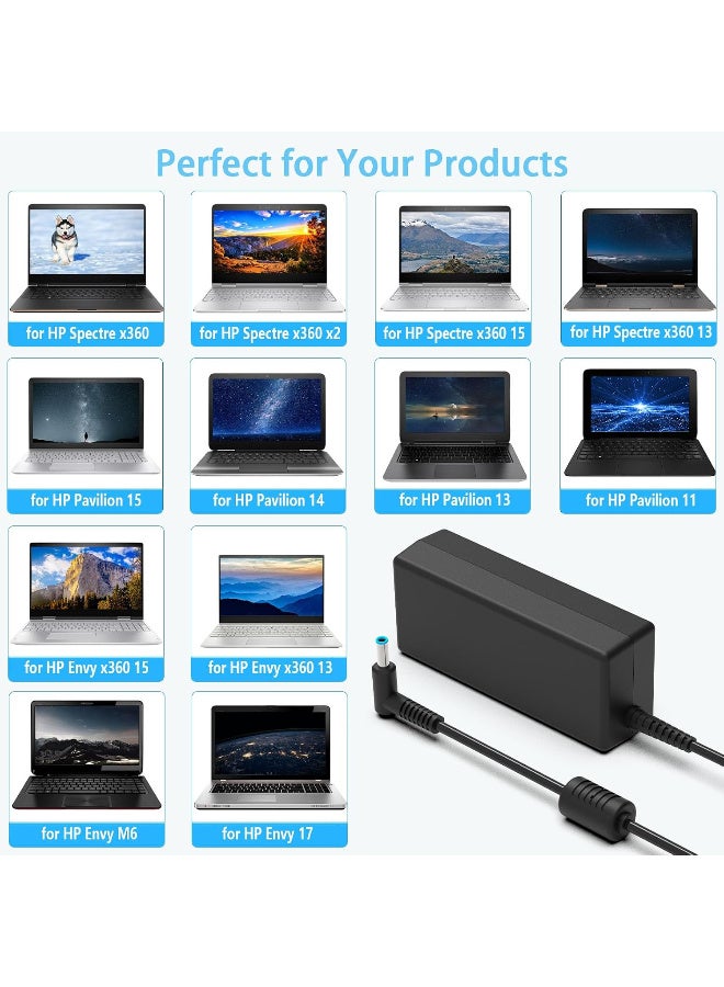 Zexen 65W Laptop Charger for HP Pavilion 11 13 15, Envy 13 15 17 C0008 EliteBook, Spectre, Chromebook 11 14 G3 G4, ProBook, Stream, 250 G6, 255 G7 and More (4.5 X 3mm) Blue Tip - Image 3
