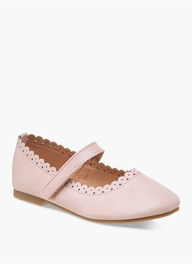 جونيورز Laser Cut Ballerina Shoes with Hook and Loop Closure