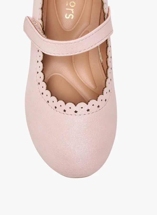 JUNIORS Laser Cut Ballerina Shoes with Hook and Loop Closure