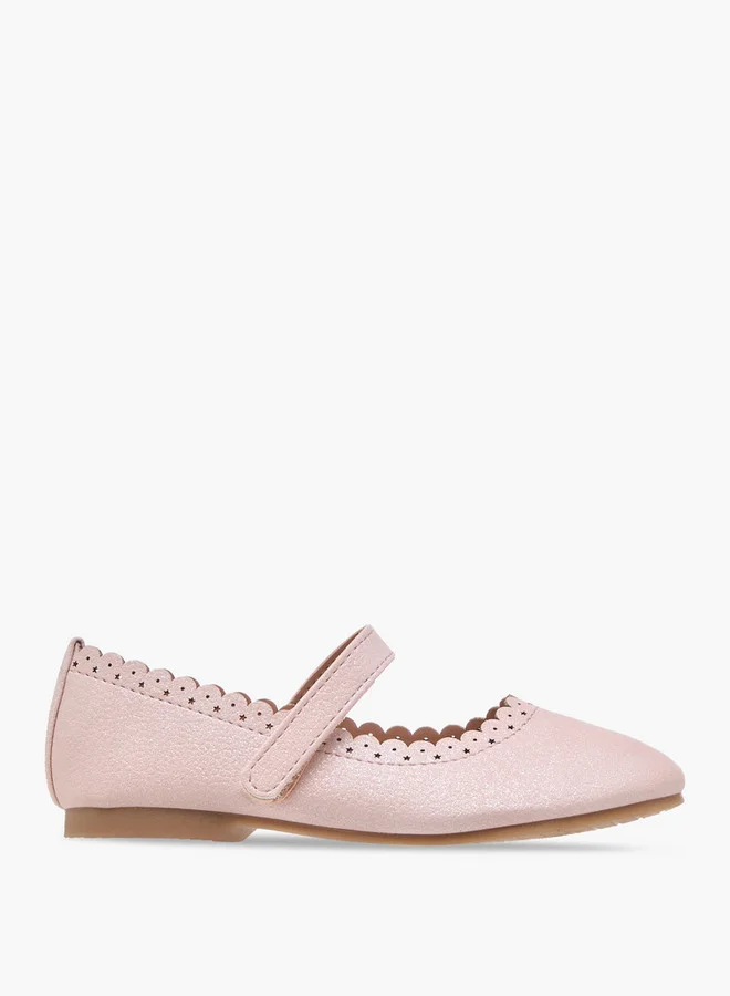 JUNIORS Laser Cut Ballerina Shoes with Hook and Loop Closure