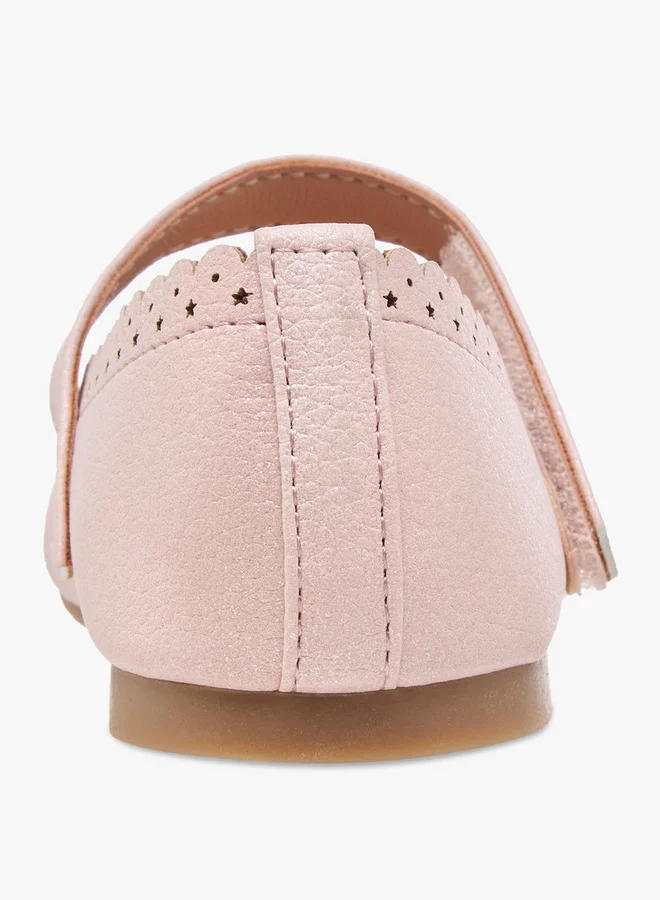 JUNIORS Laser Cut Ballerina Shoes with Hook and Loop Closure