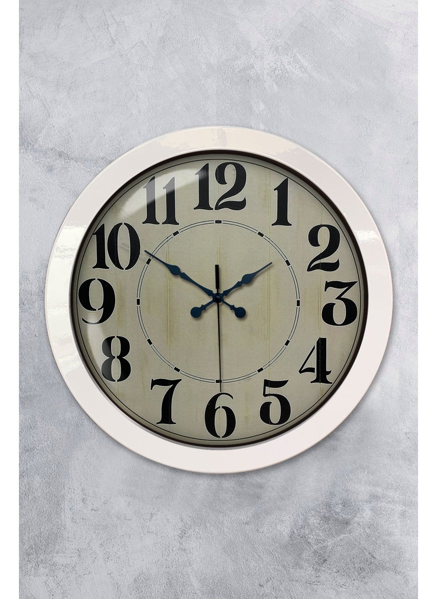 Platin Saat Platinum Clock 36 cm White Metal Retro Wall Clock  - Image 1