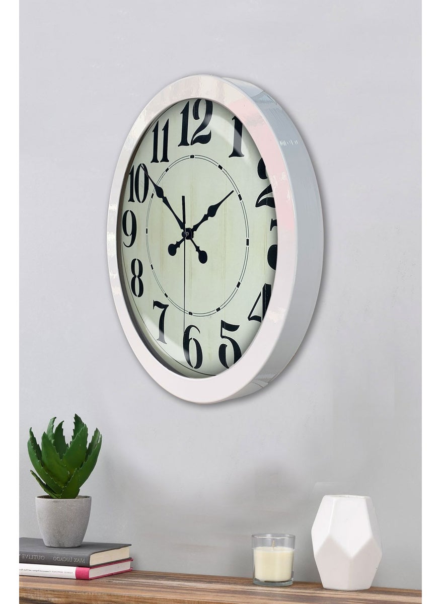 Platin Saat Platinum Clock 36 cm White Metal Retro Wall Clock  - Image 3