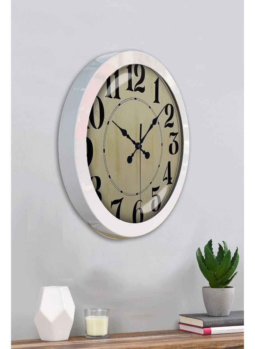 Platin Saat Platinum Clock 36 cm White Metal Retro Wall Clock  - Image 4