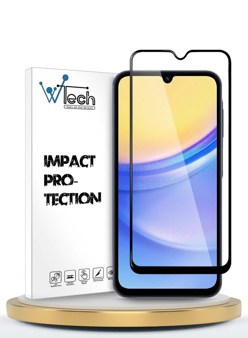 Wtech Samsung Galaxy A16 5G 2024 Premium E2E Series Full Glue Full Cover Tempered Glass Screen Protector - Clear/Black - Image 1