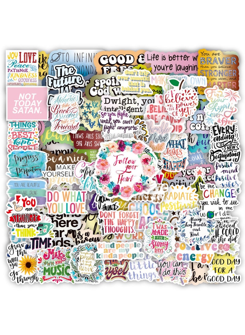 قوس قزح أورينبو 100 قطعة من ملصقات الفينيل التحفيزية التي تشجع على الإيجابية لزجاجات المياه والقوارير وأجهزة الكمبيوتر المحمولة والهواتف للنساء والبالغين والمراهقين والطلاب والمعلمين - Image 1