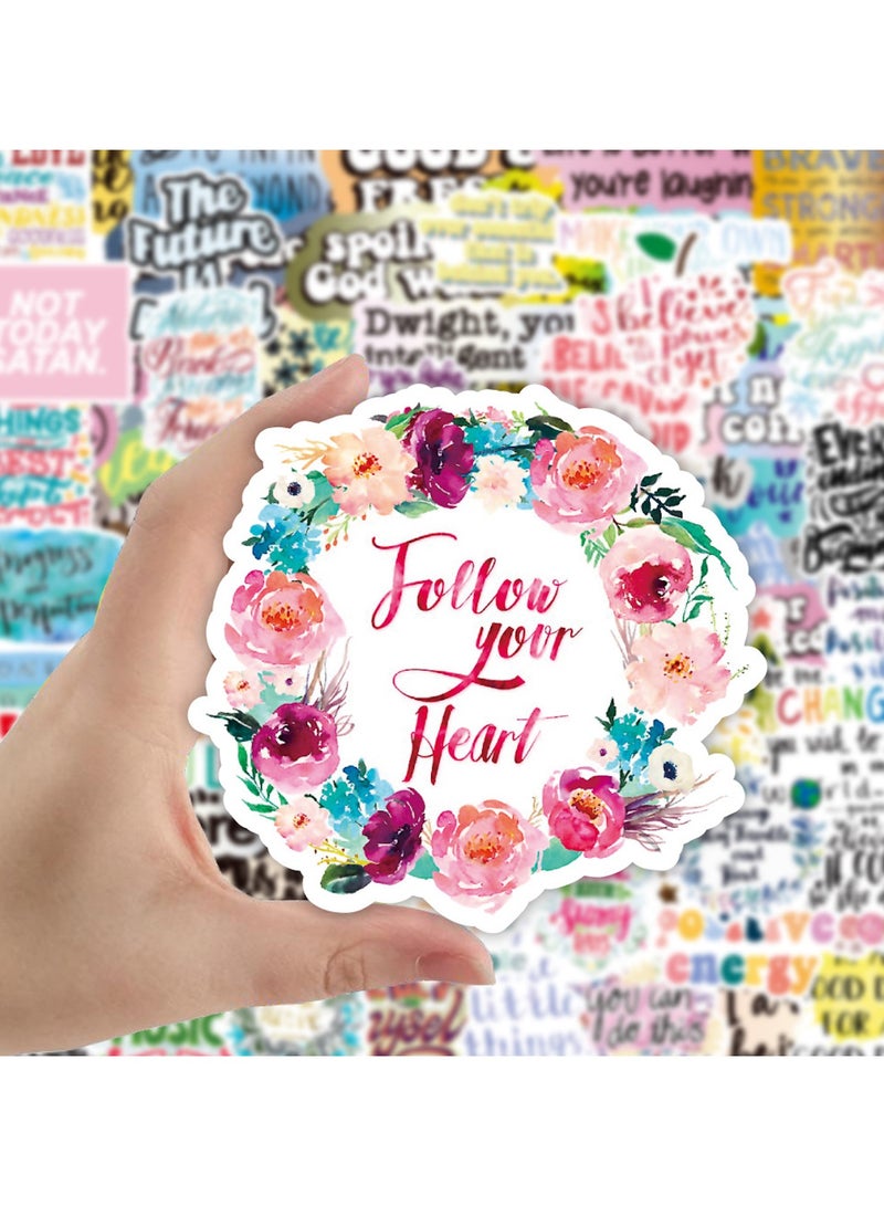 قوس قزح أورينبو 100 قطعة من ملصقات الفينيل التحفيزية التي تشجع على الإيجابية لزجاجات المياه والقوارير وأجهزة الكمبيوتر المحمولة والهواتف للنساء والبالغين والمراهقين والطلاب والمعلمين - Image 4