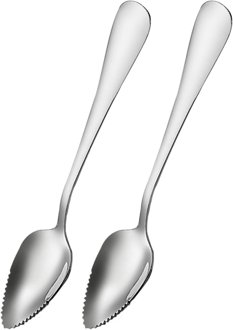 Ralleyfun Grapefruit Spoons Serrated Edge Stainless Steel Grapefruit Utensils Tool Dessert Spoons for Citrus Lemon Kiwi Salads Melon Lime Pitaya Apple Fruit Puree - Image 1