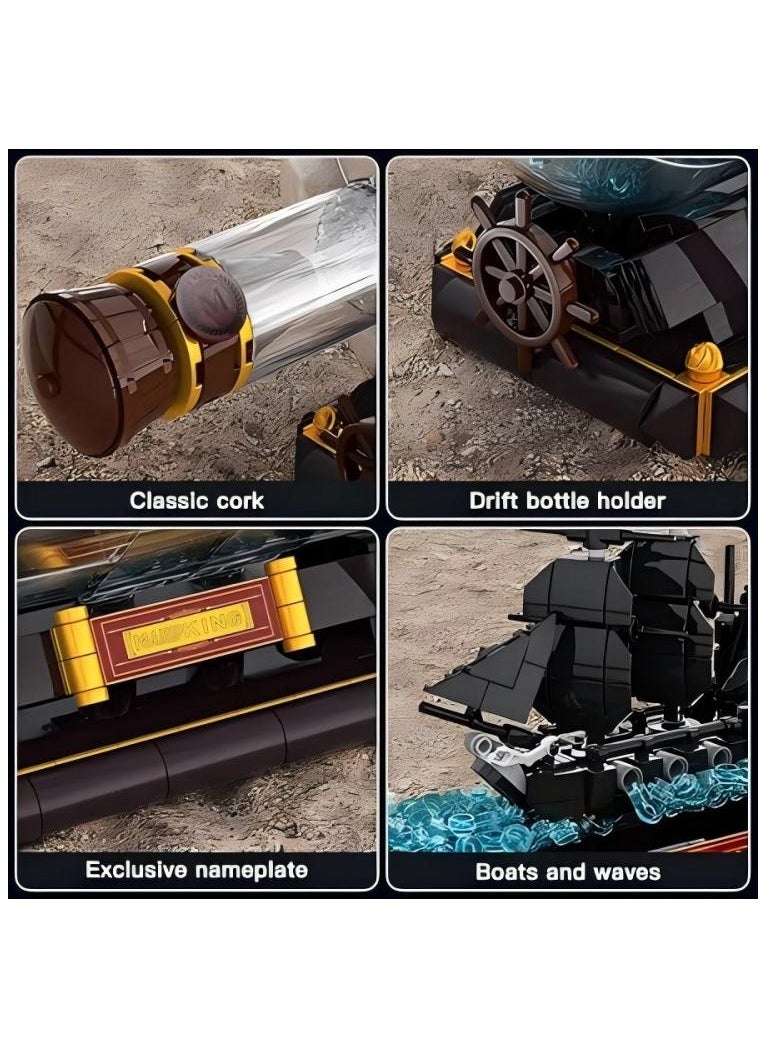 mould king 10070 Corsair Ship Bottle Building toys, Small boat set，Black Pearl Sailboat Clip building sets,  Drifting bottle Collector boat models, children's construction toys,  Adults, boys, girls, birthdays, Children's Day gifts  (778 pieces) 8+  - Image 4