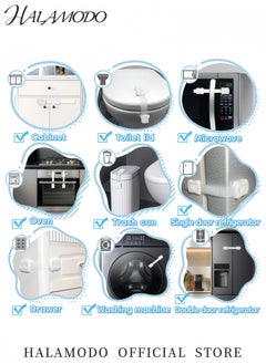 HALAMODO Child Safety Cabinet Locks Baby Proofing Drawer Latches Cupboard Straps & Fridge Locks with Strong Adhesive No-Drill Adjustable Latch System for Doors Appliances Toilet & More  - Image 5