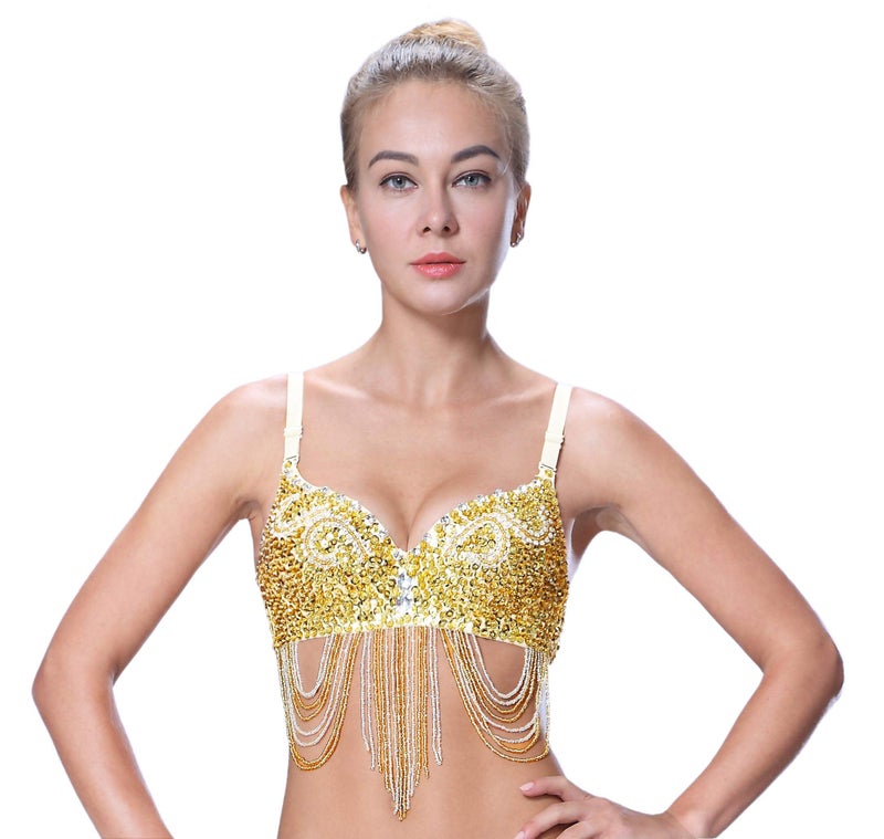 Seawhisper Gold Bra Rave Outfit for Women Tops Belly Dancing Dance Dancer Top Clothes Festival Carnival Lingerie Hot - Image 1