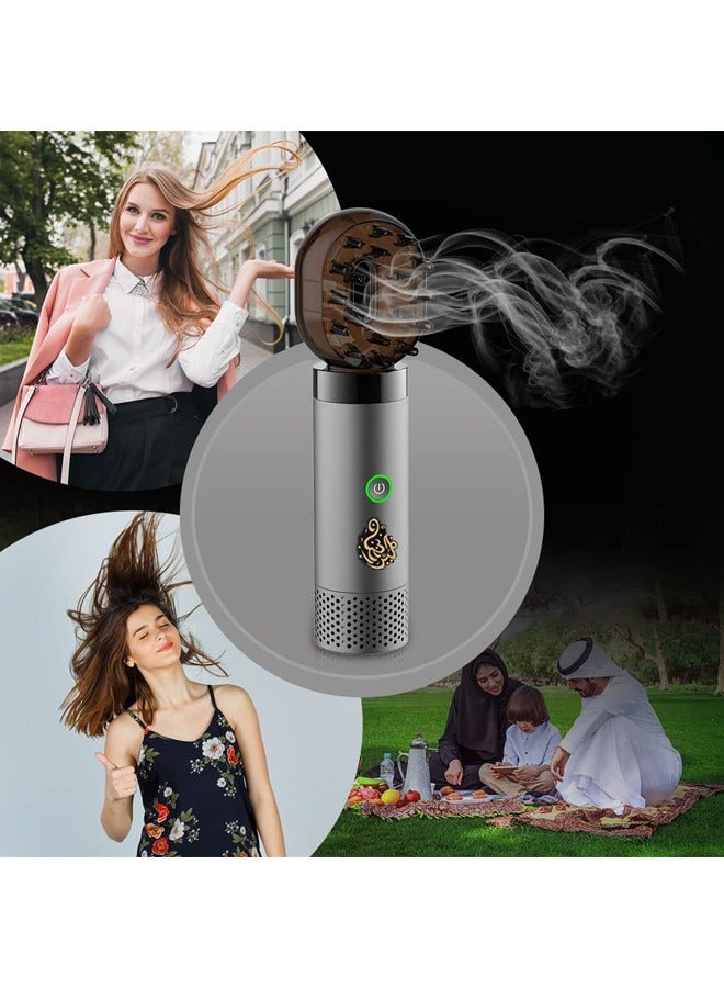 روك بو مبخرة كهربائية عربية حديثة جديدة قابلة للشحن USB مشط USB ناشر رائحة حامل بخور كهربائي فضي - Image 2