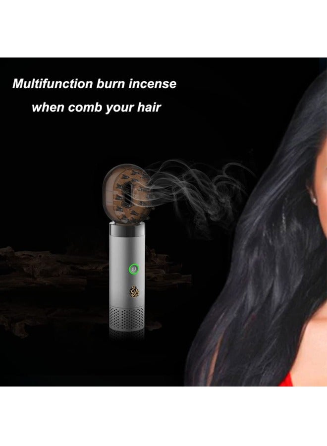 روك بو مبخرة كهربائية عربية حديثة جديدة قابلة للشحن USB مشط USB ناشر رائحة حامل بخور كهربائي فضي - Image 3