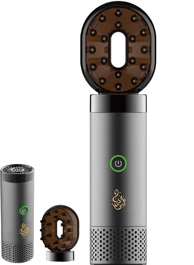 روك بو مبخرة كهربائية عربية حديثة جديدة قابلة للشحن USB مشط USB ناشر رائحة حامل بخور كهربائي فضي - Image 1