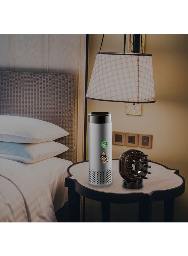 روك بو مبخرة كهربائية عربية حديثة جديدة قابلة للشحن USB مشط USB ناشر رائحة حامل بخور كهربائي فضي - Image 4