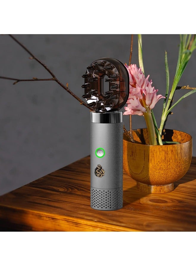 روك بو مبخرة كهربائية عربية حديثة جديدة قابلة للشحن USB مشط USB ناشر رائحة حامل بخور كهربائي فضي - Image 5