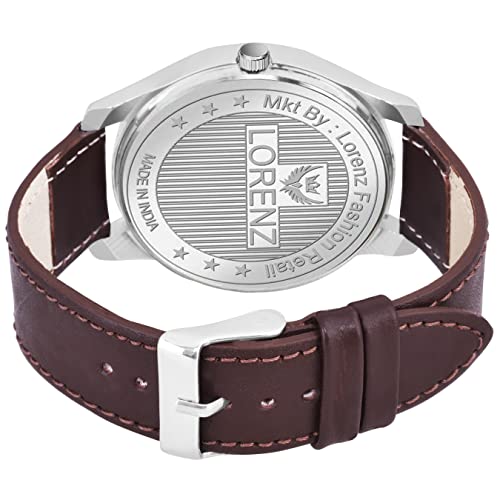 LORENZ Leather Combo Of Two Tone Dial Analog Couple Watch For Men & Women Am-12A,Band Color-Brown - Image 5