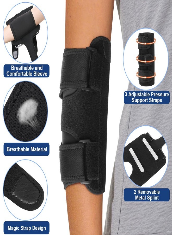 DLMDLM Elbow Brace for Cubital Tunnel Syndrome, Adjustable Night Splint with 2 Removable Metal Splints - Image 2