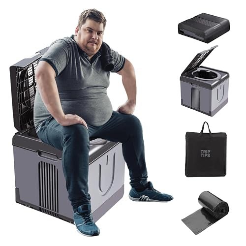 TRIPTIPS Portable Potty for Camping - Extra Large Folding Travel Toilet for Adults, Car, Camp, Boat, Hiking, Long Trips, Beach (Square) - Image 1