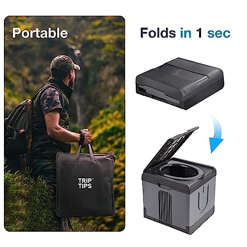 TRIPTIPS Portable Potty for Camping - Extra Large Folding Travel Toilet for Adults, Car, Camp, Boat, Hiking, Long Trips, Beach (Square) - Image 3