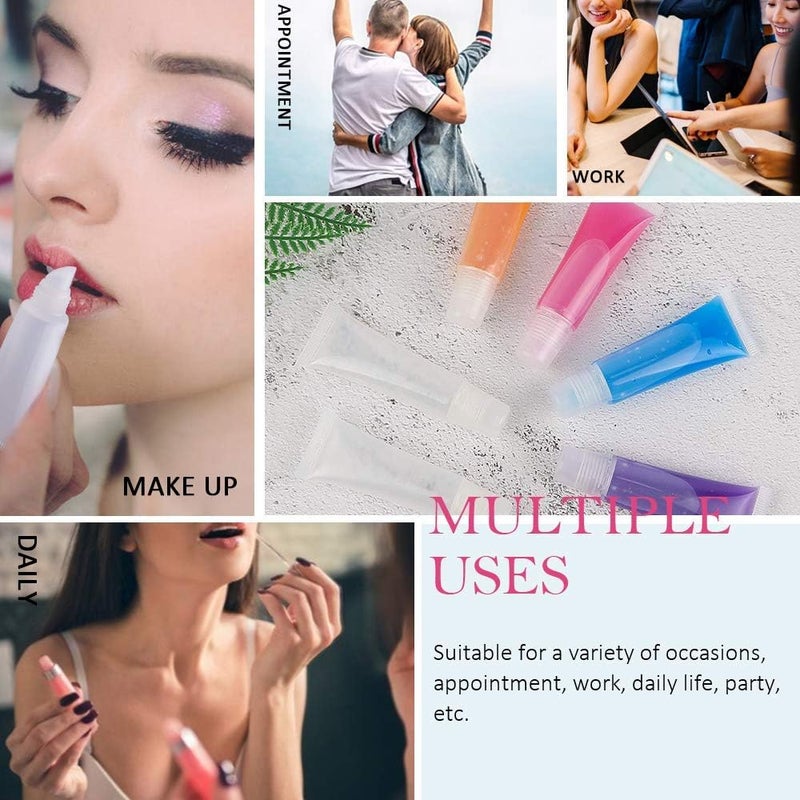 KASTWAVE 50PCS Lip Gloss Tubes, 10ml Empty Lip Balm Containers Refillable Lipgloss Squeeze Tubes with 2 x 20ml Syringes 5pcs Organza Bags & Tag Labels Stickers for DIY Cosmetic - Image 2