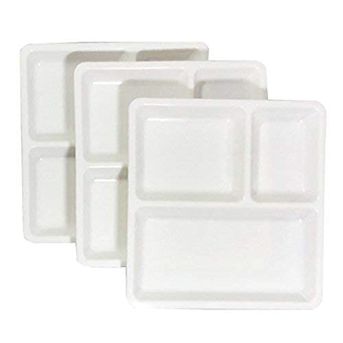 AWICKTIK Polypropylene MicrowaveSafe 3Compartments DividedDinner 9 Inches Pav Bhaji Plates4 White - Image 3