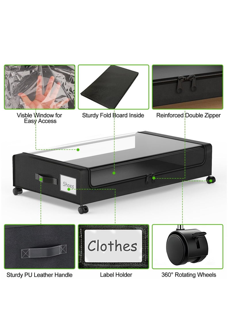 اكسيسن 2 قطعة تخزين تحت السرير مع عجلات، حاويات تخزين كبيرة سعة 50 لتر مع أغطية، صناديق تنظيم الملابس والأحذية تحت السرير، صندوق تخزين البطانيات والألعاب لغرفة النوم أو السكن الجامعي - Image 4