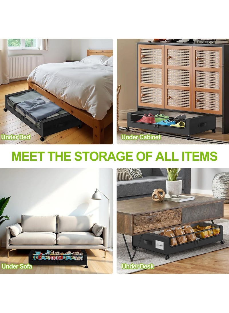 اكسيسن 2 قطعة تخزين تحت السرير مع عجلات، حاويات تخزين كبيرة سعة 50 لتر مع أغطية، صناديق تنظيم الملابس والأحذية تحت السرير، صندوق تخزين البطانيات والألعاب لغرفة النوم أو السكن الجامعي - Image 5