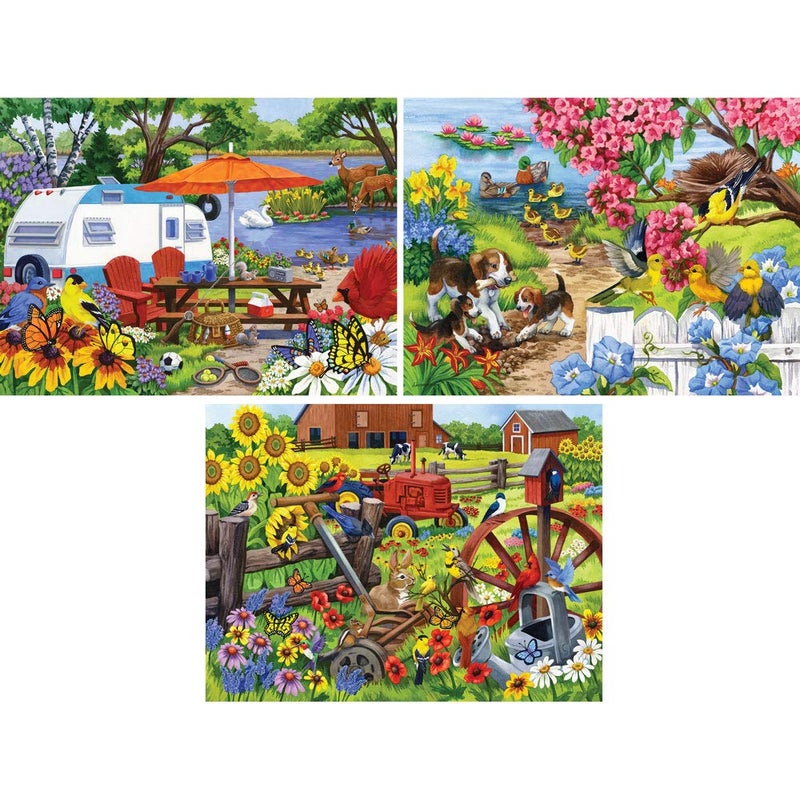 Bits and Pieces 500 Piece Jigsaw Puzzle Set  Value 3Pack Farm Flowers  Animals by Nancy Wernersbach  Colorful Adult Puzzles 18 x 24 Unique Random Cut Pieces - Image 3