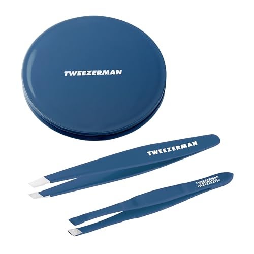 Tweezerman Brow Grooming Set Compact Mirror Slant Tweezer and Travel Tweezerette for Women and Men - Image 1