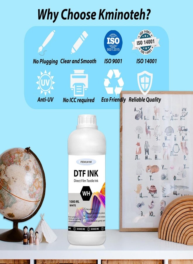 Kminoteh DTF White Ink - 1000ML DTF Transfer Ink for PET Film, Premium Pigment Ink Refill for P600 P800 DX5 DX7 R1390 XP600 i3200 4720 5113 Printers, High Fluidity & Coverage (33.8oz, White) - Image 4