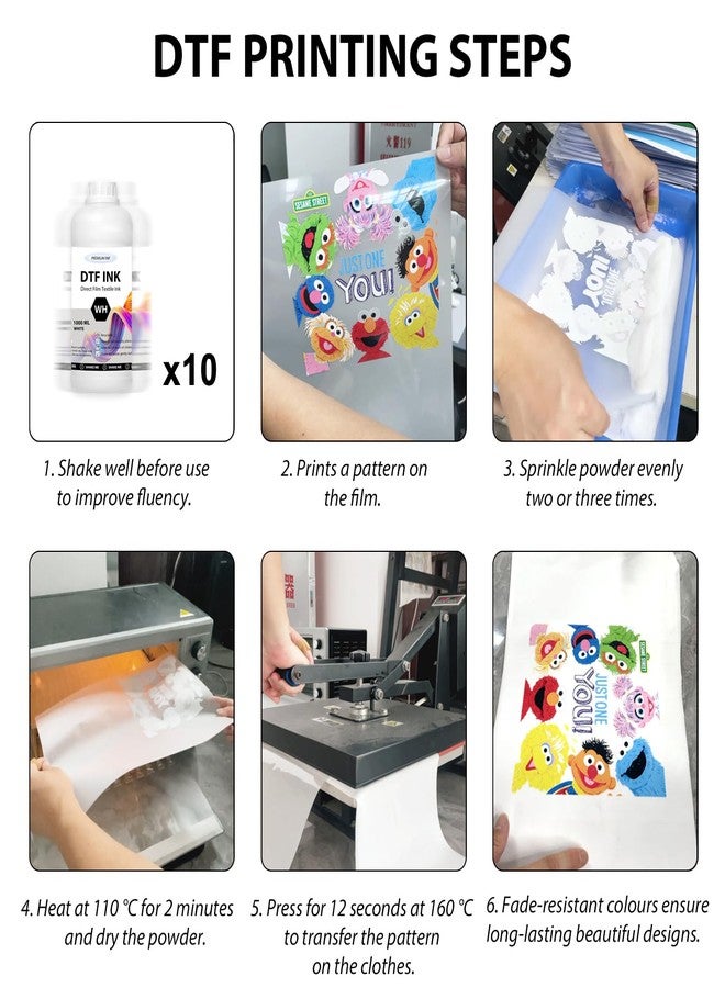 Kminoteh DTF White Ink - 1000ML DTF Transfer Ink for PET Film, Premium Pigment Ink Refill for P600 P800 DX5 DX7 R1390 XP600 i3200 4720 5113 Printers, High Fluidity & Coverage (33.8oz, White) - Image 2