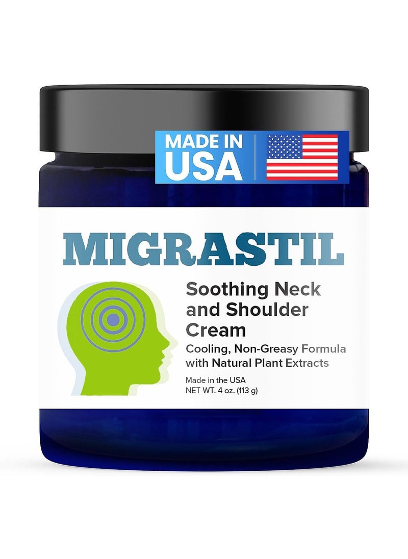 Basic Vigor Basic Vigor Migrastil Soothing Neck & Shoulder Cream - Fast-Acting & Powerful - Non-Greasy Topical Cream (4 oz.) Made in The USA 