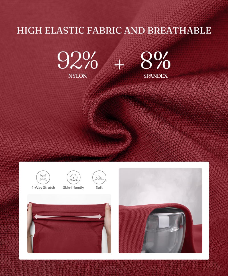 FeelinGirl Leggings for Women Tummy Control High Waist Shaping Leggings Shapewear Pants Compression Leggings Burgundy X-Large - Image 5