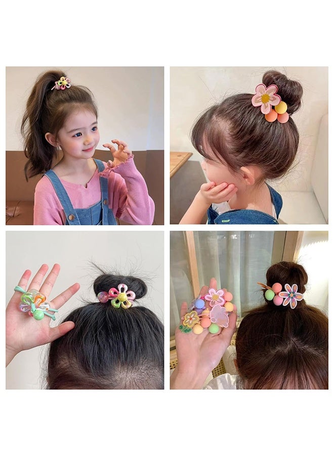 5 PCS Sweet Flower Hair Ties for Girls Elastic Ponytail Holders Cute Hair Rubber Bands Soft Hair Ties for Thin or Thick Long Hairs Hair Accessories for Girls Toddler - Image 3