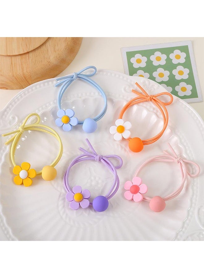 5 PCS Sweet Flower Hair Ties for Girls Elastic Ponytail Holders Cute Hair Rubber Bands Soft Hair Ties for Thin or Thick Long Hairs Hair Accessories for Girls Toddler - Image 2