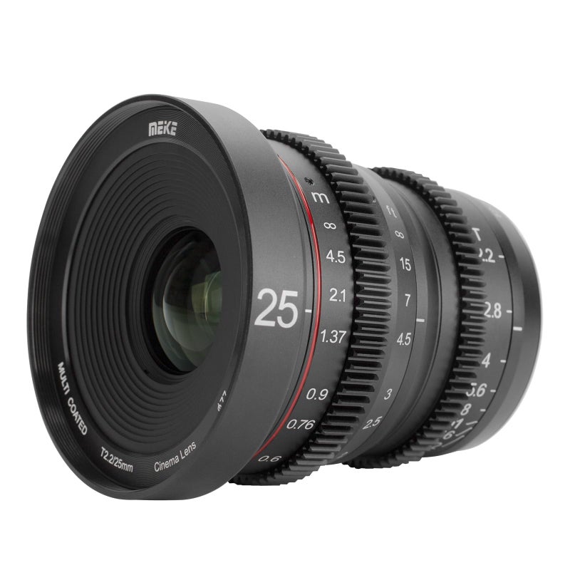 MEKE 25mm T22 Large Aperture Manual Focus Low Distortion 4K Mini Cine Lens for Micro Four Thirds Mount Compatible with Olympus Panasonic Lumix Cameras and BMPCC 4K Zcam E2