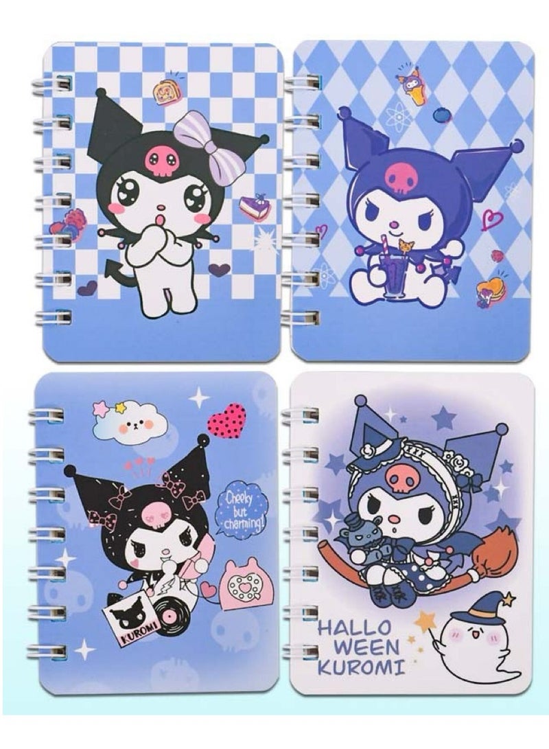 4 Piece Loose Leaf Notebook Set,80 Sheet A7 Spiral Journal Mini Pocket Notebook（Kuromi） - Image 1