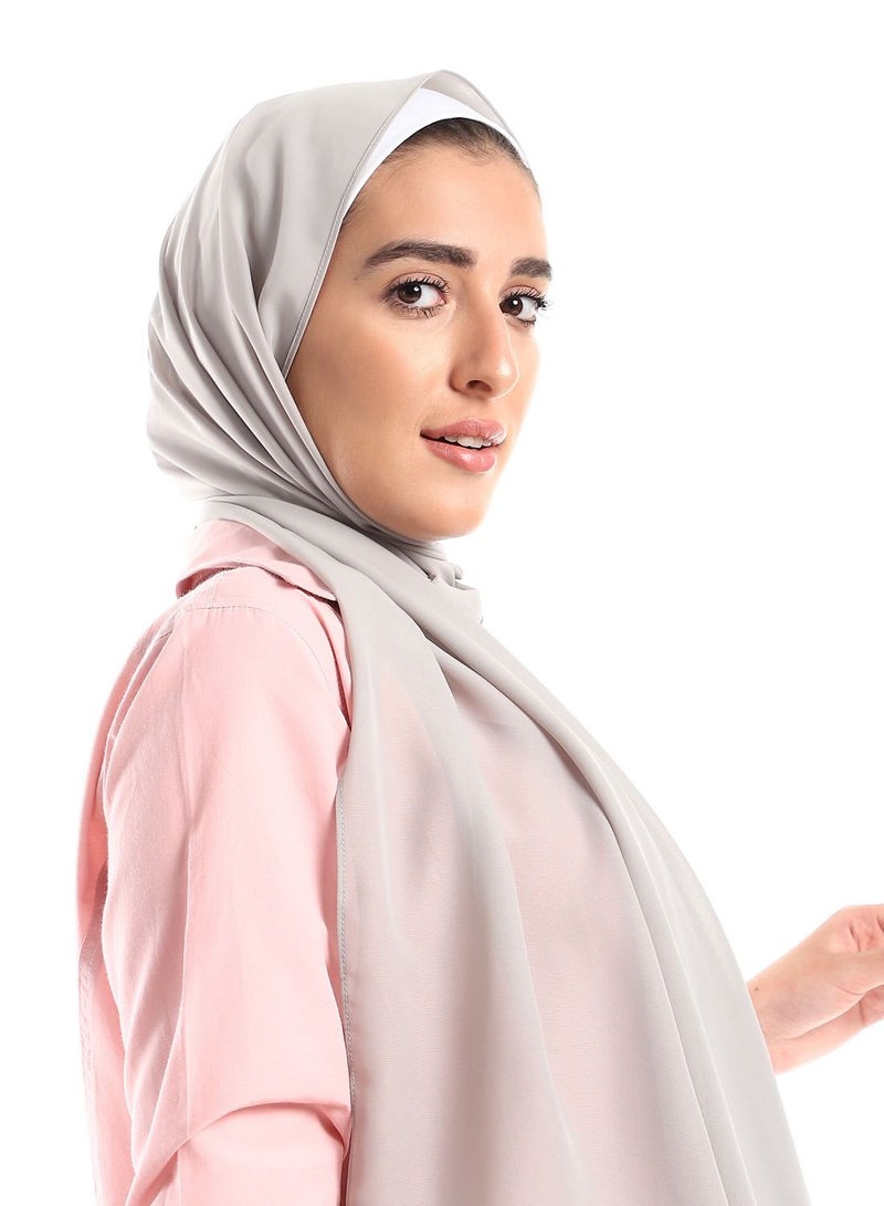 دولابي طرحه شيفون كريب ساده - رصاصي  - Image 1