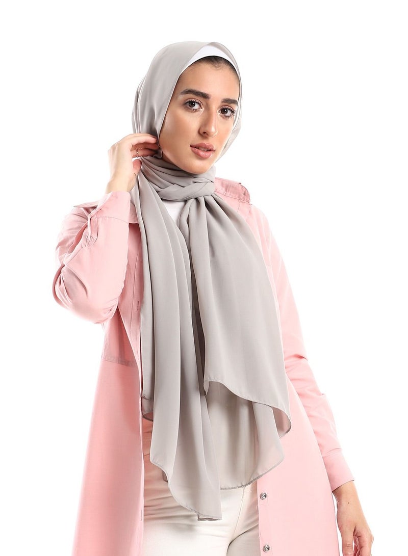 دولابي طرحه شيفون كريب ساده - رصاصي  - Image 2