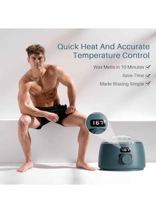 BLITZWAX Back and Nose Waxing Kit for Men Hard Wax Warmer for Brazilian Body and Face At Home Hair Removal Kit Beginner Friendly Quick Heating 93 Accessories Blue Spruce - Image 3