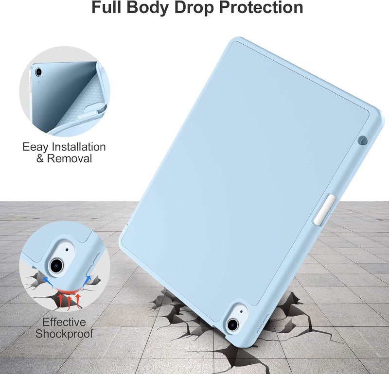 Akkerds Compatible with iPad Air 11 Inch Case 7th/6th Generation (M3/M2) 2025/2024, for iPad Air 5th/4th Generation Case 10.9 Inch 2022/2020 with Pencil Holder[Auto Sleep/Wake], Sky Blue - Image 4