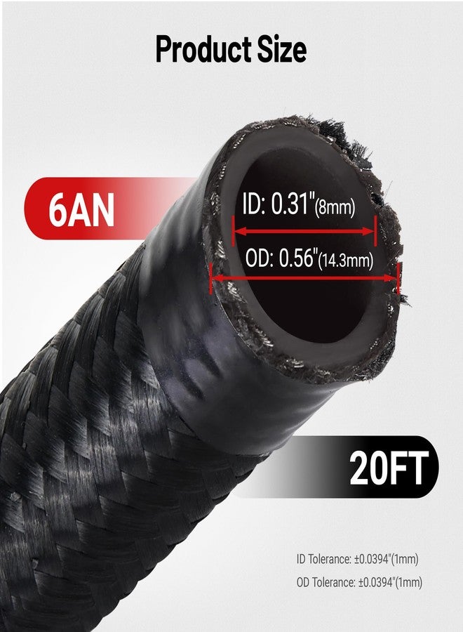 EVIL ENERGY 6AN Fuel Line Kit, 6AN Nylon Braided Fuel Line Hose Fitting Kit CPE 20FT Black - Image 2