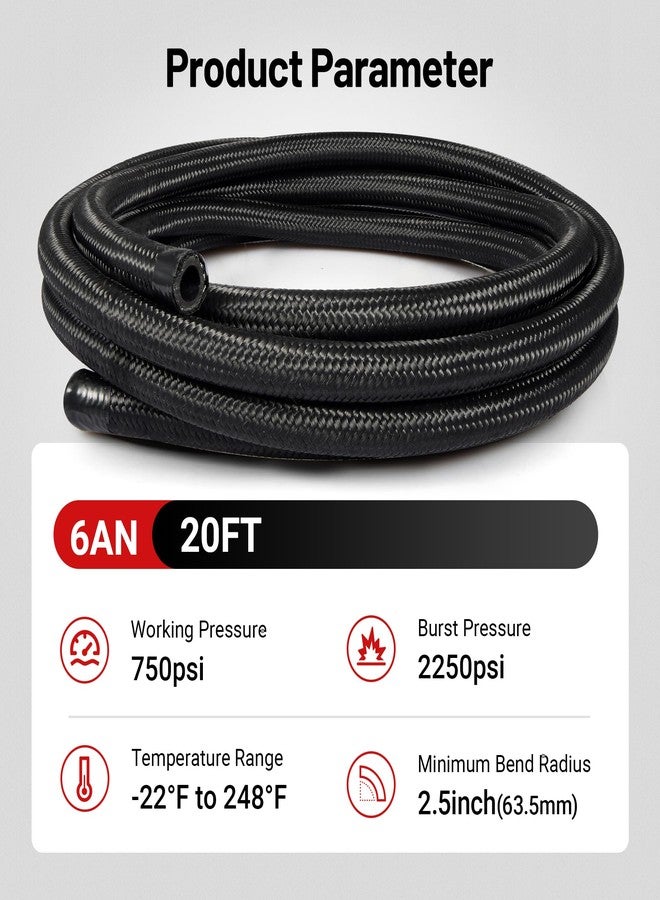 EVIL ENERGY 6AN Fuel Line Kit, 6AN Nylon Braided Fuel Line Hose Fitting Kit CPE 20FT Black - Image 3