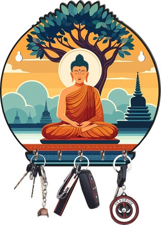 Webelkart Premium Meditating Gautam Buddha Printed Wooden Key Holder for Home and Office Decor Home Decor Items for Wall Multi 10 inches - pzsku/ZF771072341585567B624Z/45/1748244081/ef225864-0252-4e79-9c76-1241e57c732e