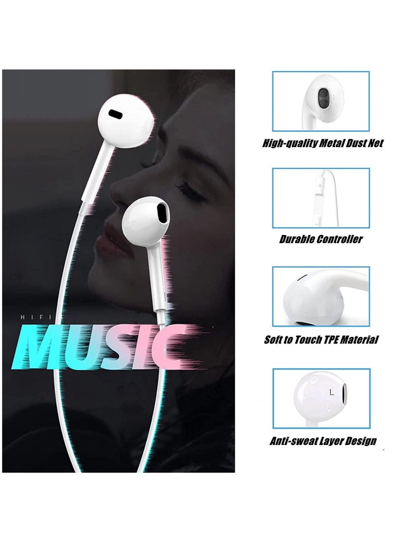 iPhone Earbuds Headphones with Lightning Connector, [MFi Certified] Wired in-Ear Earphones with Microphone and Volume Control Compatible with iPhone 13/12/11 Pro Max/XS Max/X/8 Plus/7 - White