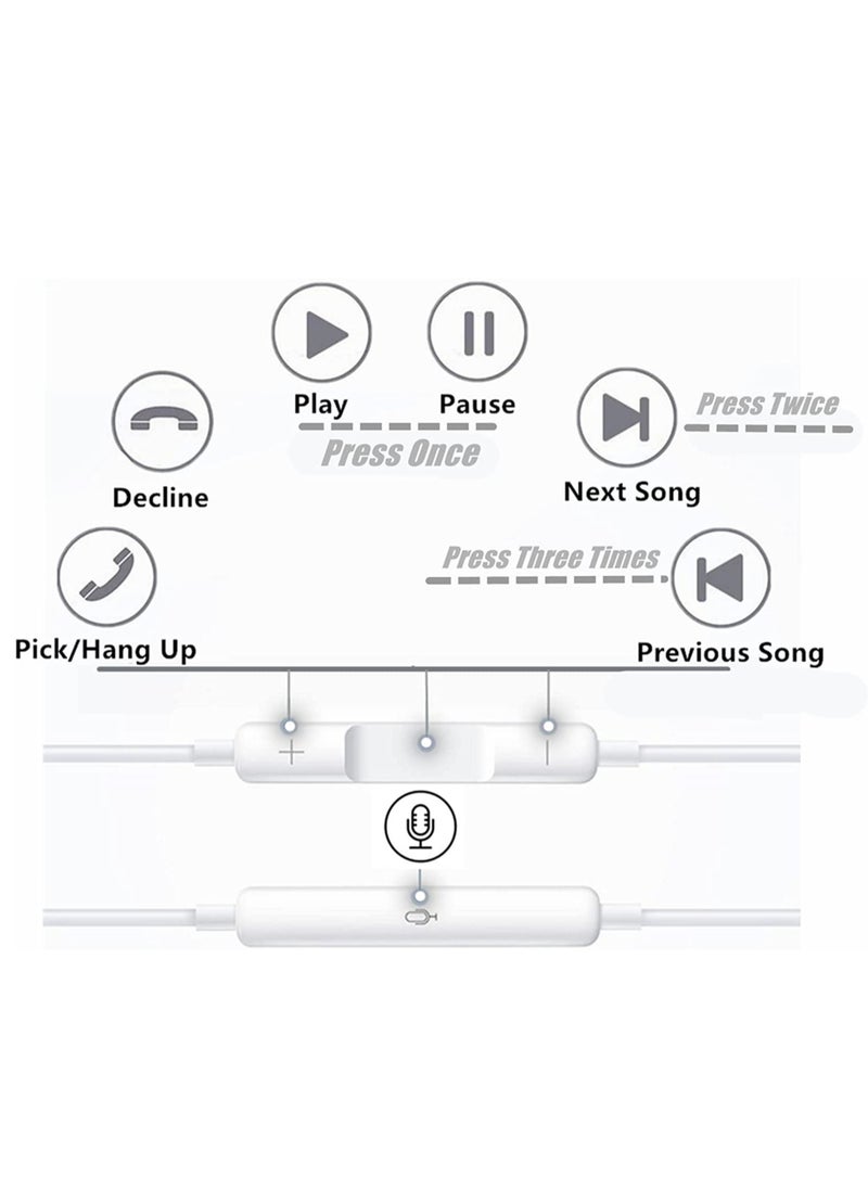 iPhone Earbuds Headphones with Lightning Connector, [MFi Certified] Wired in-Ear Earphones with Microphone and Volume Control Compatible with iPhone 13/12/11 Pro Max/XS Max/X/8 Plus/7 - White